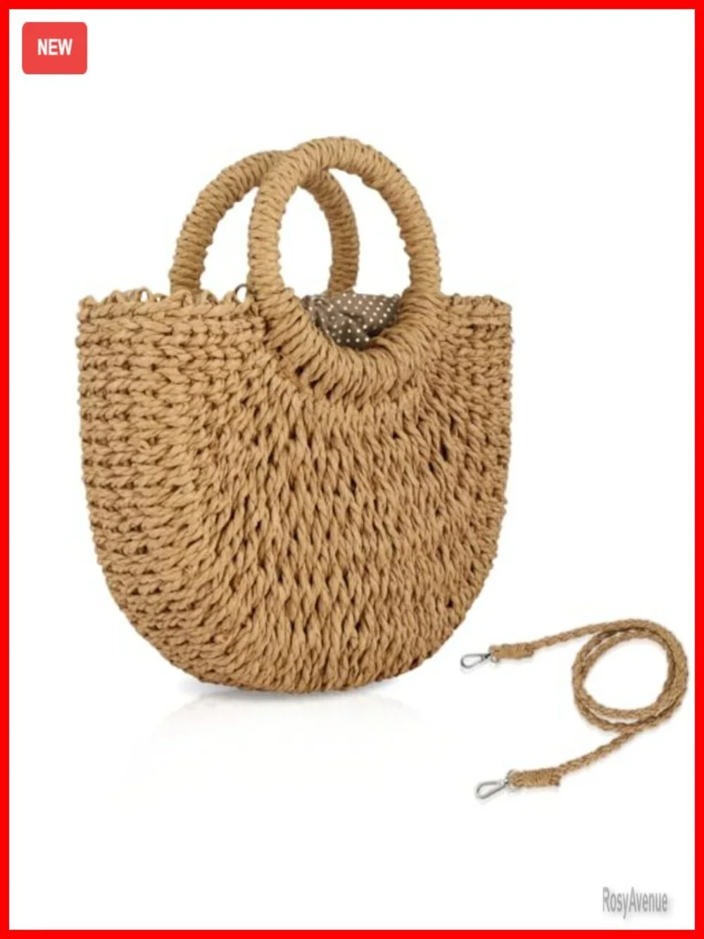 Straw Hobo Bag Crossbody Beach Purse Handwoven Shoulder Handbag Rattan